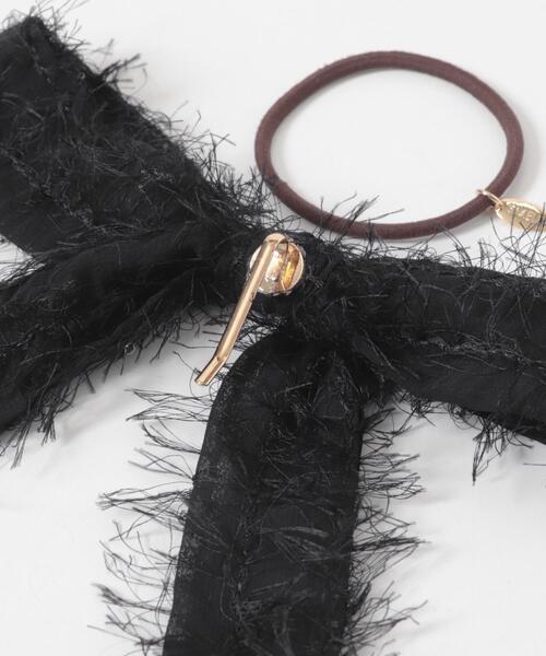 SMELLY（スメリー）の「シアーフリンジリボンヘアカフ（ヘアゴム・レディース・ブラック・-）」の8枚目の写真