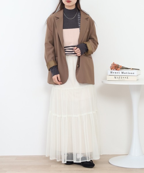 BRODIAEA(ブローディア)の「BRODIAEA ブロックパターンハイネックニット(ニット/セーター・レディース・ベージュ/モカ/ピンク/チャコールグレー・40)」の13枚目の写真