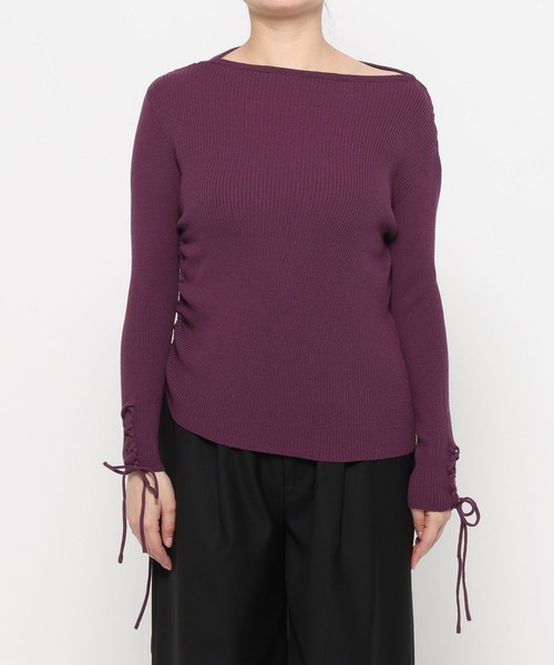 HARE(ハレ)の「ワンショルドレープニットトップス(HARE)(ニット/セーター・レディース・ブラック/パープル・FREE)」の14枚目の写真