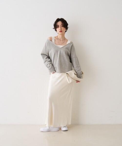 Rouge vif Anna（ルージュヴィフアンナ）の「サテンマーメイドイージーロングスカート（スカート・レディース・ブラック/レッド/オフホワイト・フリー）」の6枚目の写真