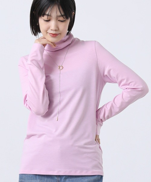 Gready Brilliant（グレディブリリアン）の「テンセル混ドライタートルネック（Tシャツ/カットソー・レディース・ピンク/オフホワイト/ブルー・38）」の3枚目の写真