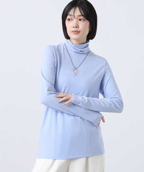 Gready Brilliant（グレディブリリアン）の「テンセル混ドライタートルネック（Tシャツ/カットソー・レディース・ピンク/オフホワイト/ブルー・38）」の9枚目の写真