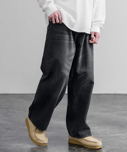 KRIFF MAYER（クリフメイヤー）の「KRIFF MAYER クリフメイヤー ワイドストレートデニムパンツ/ジーパン 2535108（デニムパンツ・メンズ・ダークブルー/チャコール/ナチュラル/ライトブルー・M/L/XL）」の2枚目の写真