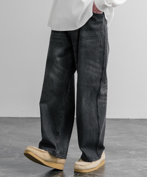 KRIFF MAYER（クリフメイヤー）の「KRIFF MAYER クリフメイヤー ワイドストレートデニムパンツ/ジーパン 2535108（デニムパンツ・メンズ・ダークブルー/チャコール/ナチュラル/ライトブルー・M/L/XL）」の5枚目の写真