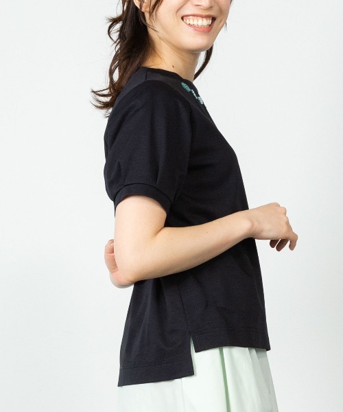 STUDIO PICONE（スタジオピッコーネ）の「コットン100％ビーズ刺繍UVプルオーバー（Tシャツ/カットソー・レディース・ライトパープル/ネイビー/ホワイト/ライトブルー・M/LL/L）」の9枚目の写真