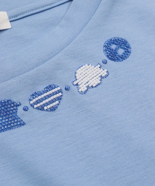 STUDIO PICONE（スタジオピッコーネ）の「コットン100％ビーズ刺繍UVプルオーバー（Tシャツ/カットソー・レディース・ライトパープル/ネイビー/ホワイト/ライトブルー・M/LL/L）」の12枚目の写真