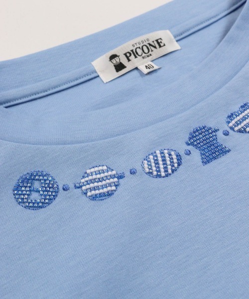 STUDIO PICONE（スタジオピッコーネ）の「コットン100％ビーズ刺繍UVプルオーバー（Tシャツ/カットソー・レディース・ライトパープル/ネイビー/ホワイト/ライトブルー・M/LL/L）」の13枚目の写真