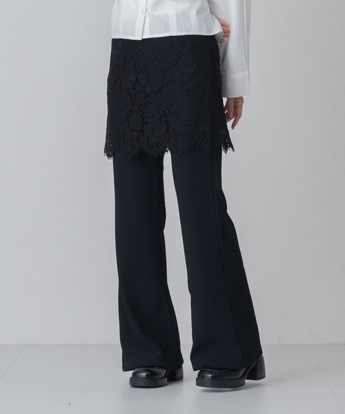 MISCH MASCH(ミッシュマッシュ)の「2026春夏新作 WEB限定 レーススカートセット美脚センタープレスフレアパンツ(その他パンツ・レディース・ブラック・フリ-)」の1枚目の写真