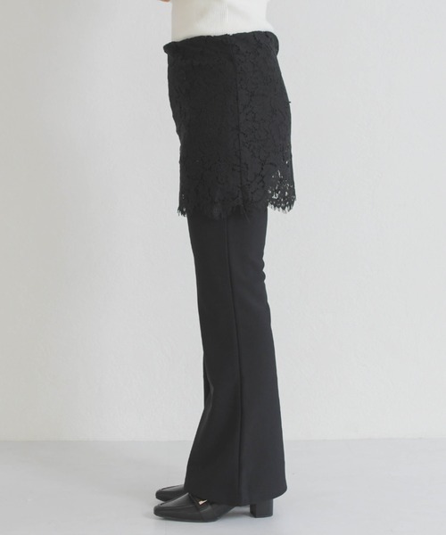 MISCH MASCH(ミッシュマッシュ)の「2026春夏新作 WEB限定 レーススカートセット美脚センタープレスフレアパンツ(その他パンツ・レディース・ブラック・フリ-)」の3枚目の写真