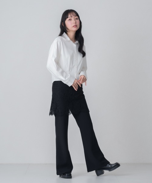 MISCH MASCH（ミッシュマッシュ）の「2026春夏新作 WEB限定 レーススカートセット美脚センタープレスフレアパンツ（その他パンツ・レディース・ブラック・ﾌﾘ-）」の14枚目の写真
