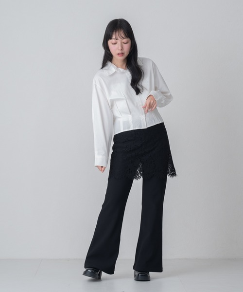 MISCH MASCH（ミッシュマッシュ）の「2026春夏新作 WEB限定 レーススカートセット美脚センタープレスフレアパンツ（その他パンツ・レディース・ブラック・ﾌﾘ-）」の15枚目の写真