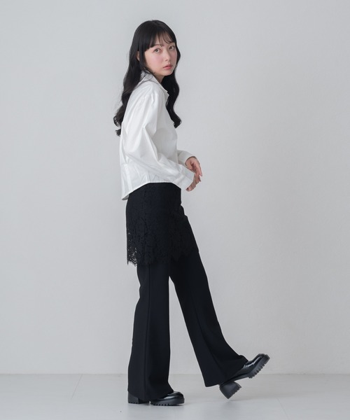 MISCH MASCH（ミッシュマッシュ）の「2026春夏新作 WEB限定 レーススカートセット美脚センタープレスフレアパンツ（その他パンツ・レディース・ブラック・ﾌﾘ-）」の16枚目の写真