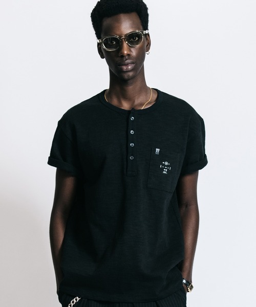 CRIMIE（クライミー）の「HEAVY OZ SLUB BINDER HENLY NECK POCKET T SHIRT（Tシャツ/カットソー・メンズ・ホワイト/ブラック・M/L/XL/XXL）」の2枚目の写真
