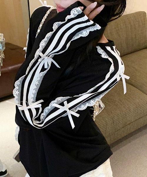 Flugge(フラッジー)の「サイドリボンラインカットソー(Tシャツ/カットソー・レディース・ブラック/ネイビー・MEDIUM/LARGE)」の3枚目の写真