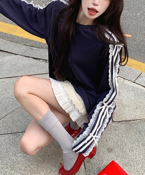 Flugge(フラッジー)の「サイドリボンラインカットソー(Tシャツ/カットソー・レディース・ブラック/ネイビー・MEDIUM/LARGE)」の5枚目の写真