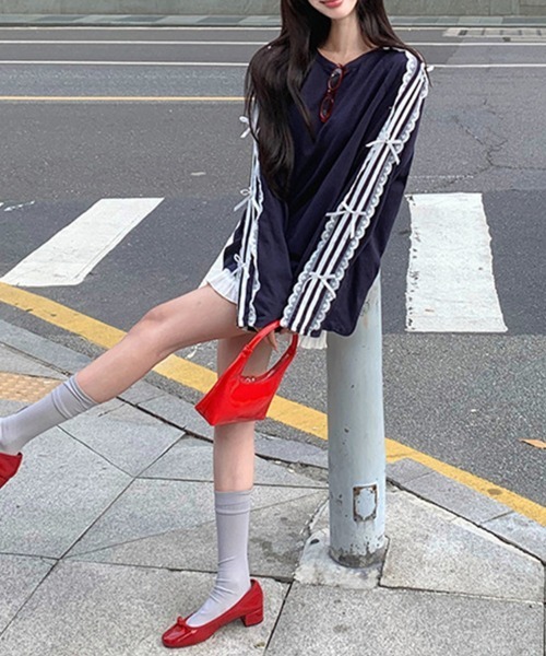 Flugge(フラッジー)の「サイドリボンラインカットソー(Tシャツ/カットソー・レディース・ブラック/ネイビー・MEDIUM/LARGE)」の7枚目の写真