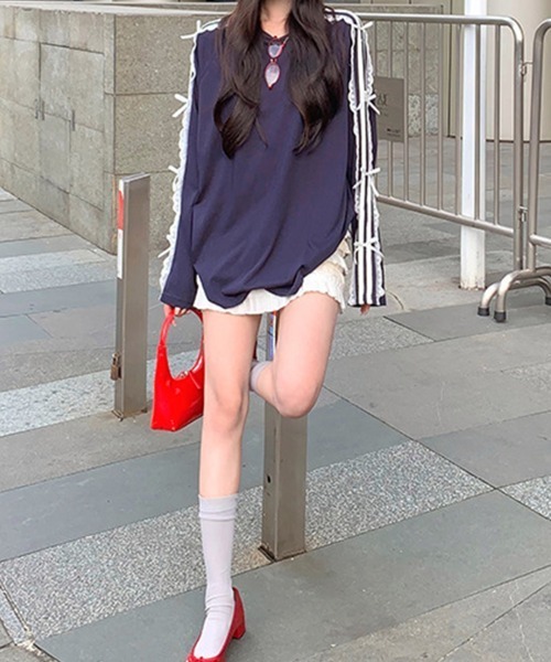 Flugge(フラッジー)の「サイドリボンラインカットソー(Tシャツ/カットソー・レディース・ブラック/ネイビー・MEDIUM/LARGE)」の8枚目の写真