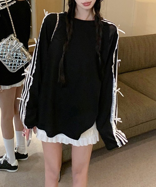 Flugge(フラッジー)の「サイドリボンラインカットソー(Tシャツ/カットソー・レディース・ブラック/ネイビー・MEDIUM/LARGE)」の10枚目の写真