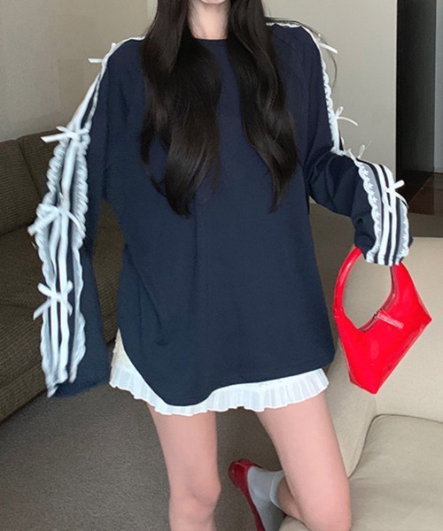 Flugge(フラッジー)の「サイドリボンラインカットソー(Tシャツ/カットソー・レディース・ブラック/ネイビー・MEDIUM/LARGE)」の13枚目の写真