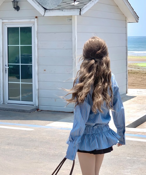 FUNdaysion(ファンデイション)の「ストライプシャツブラウス(シャツ/ブラウス・レディース・ブルー・M)」の7枚目の写真