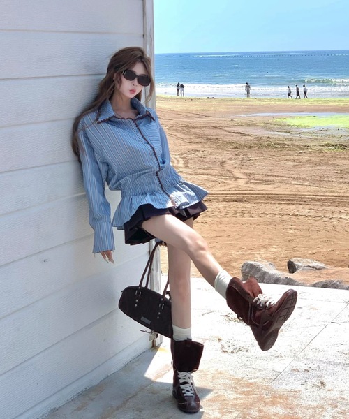 FUNdaysion(ファンデイション)の「ストライプシャツブラウス(シャツ/ブラウス・レディース・ブルー・M)」の11枚目の写真