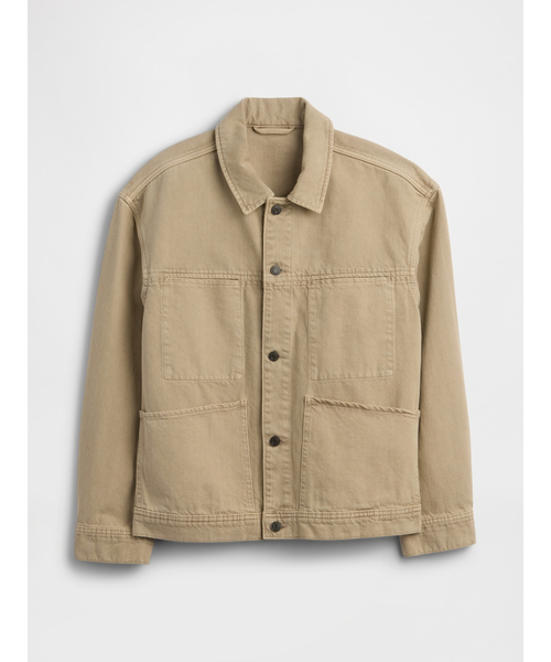 GAP（ギャップ）の「ボクシー アイコンデニムジャケット（カバーオール・メンズ・ベージュ・XL/L/M/S/XS）」の8枚目の写真