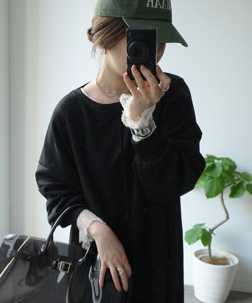 DouDou（ドゥドゥ）の「【インフルエンサーSAKURA企画】リネンライクエアリー袖切替ワンピース（ワンピース・レディース・ベージュ/ブラック/ネイビー・FREE/TM）」の19枚目の写真