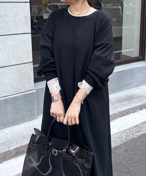 DouDou（ドゥドゥ）の「【インフルエンサーSAKURA企画】リネンライクエアリー袖切替ワンピース（ワンピース・レディース・ベージュ/ブラック/ネイビー・FREE/TM）」の22枚目の写真