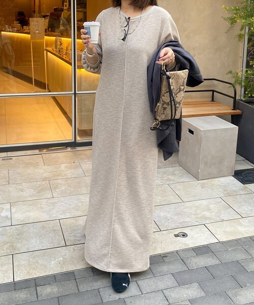 DouDou（ドゥドゥ）の「【インフルエンサーSAKURA企画】リネンライクエアリー袖切替ワンピース（ワンピース・レディース・ベージュ/ブラック/ネイビー・FREE/TM）」の8枚目の写真