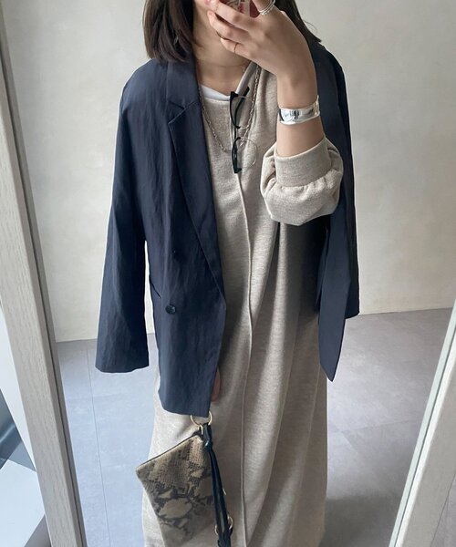 DouDou（ドゥドゥ）の「【インフルエンサーSAKURA企画】リネンライクエアリー袖切替ワンピース（ワンピース・レディース・ベージュ/ブラック/ネイビー・FREE/TM）」の12枚目の写真