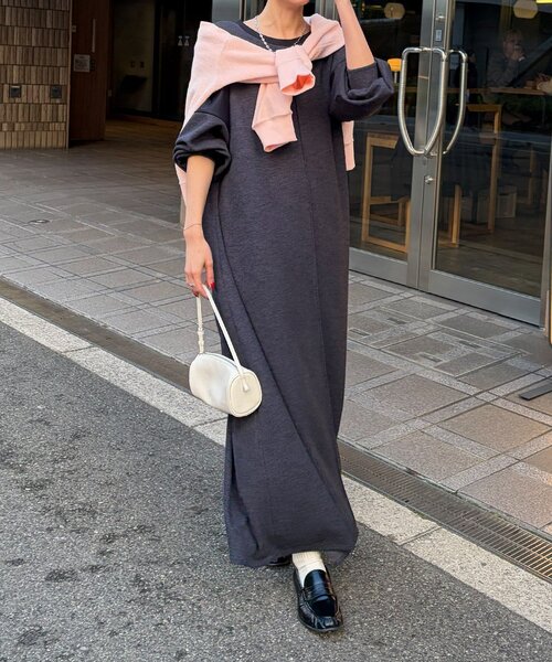 DouDou（ドゥドゥ）の「【インフルエンサーSAKURA企画】リネンライクエアリー袖切替ワンピース（ワンピース・レディース・ベージュ/ブラック/ネイビー・FREE/TM）」の14枚目の写真