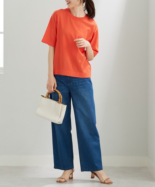 BELLUNA PLUS(ベルーナ)の「シャリ冷!洗える多機能ニットTシャツ(ニット/セーター・レディース・ホワイト×ブラック/ライトブルー/ネイビー/コーラル・MEDIUM/LARGE/X-LARGE)」の16枚目の写真