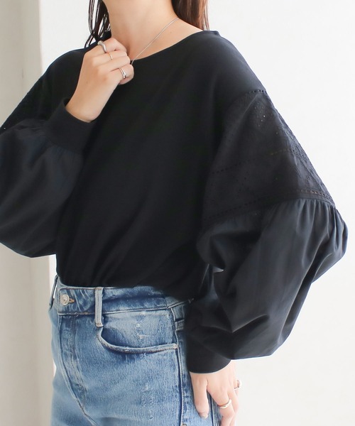 Social GIRL(ソーシャルガール)の「●Social GIRL●袖レーストップス(Tシャツ/カットソー・レディース・オフホワイト/ブラック・M)」の10枚目の写真