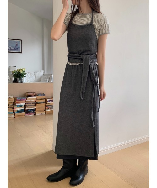 amel(エイメル)の「レイヤードキャミソール&ラップスカートセット(その他トップス・レディース・チャコールグレー/ブラック・FREE)」の14枚目の写真