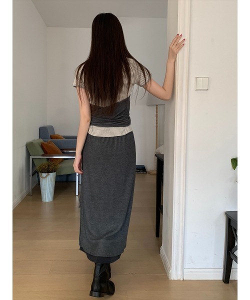 amel(エイメル)の「レイヤードキャミソール&ラップスカートセット(その他トップス・レディース・チャコールグレー/ブラック・FREE)」の15枚目の写真