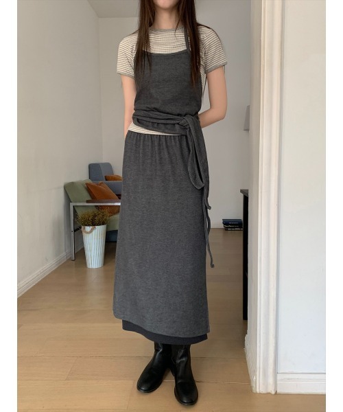 amel(エイメル)の「レイヤードキャミソール&ラップスカートセット(その他トップス・レディース・チャコールグレー/ブラック・FREE)」の17枚目の写真
