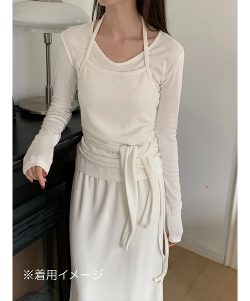 amel(エイメル)の「レイヤードキャミソール&ラップスカートセット(その他トップス・レディース・チャコールグレー/ブラック・FREE)」の8枚目の写真