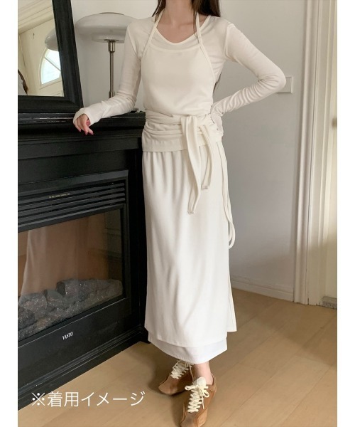 amel(エイメル)の「レイヤードキャミソール&ラップスカートセット(その他トップス・レディース・チャコールグレー/ブラック・FREE)」の12枚目の写真