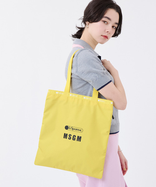 MSGM LG EMERALD TOTE ロゴトートイエロー（トートバッグ
