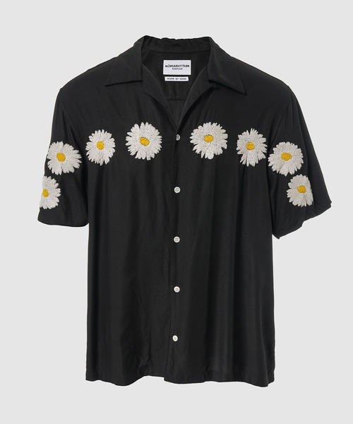 NOMA t.d.(ノーマティーディー)の「Flower Embroidery Open Collar SS Shirt(シャツ/ブラウス・メンズ・ブラウン系その他/ブラック/グレー・4/3)」の1枚目の写真