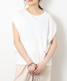 EGLANTINE 裾切替デザイン 立体シルエット フレンチスリーブカットソー