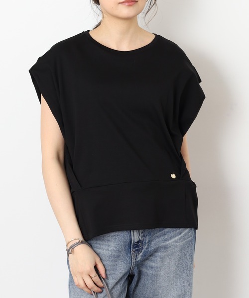 EGLANTINE（エグランティーヌ）の「EGLANTINE 裾切替デザイン 立体シルエット フレンチスリーブカットソー（Tシャツ/カットソー・レディース・オフホワイト・40）」の8枚目の写真