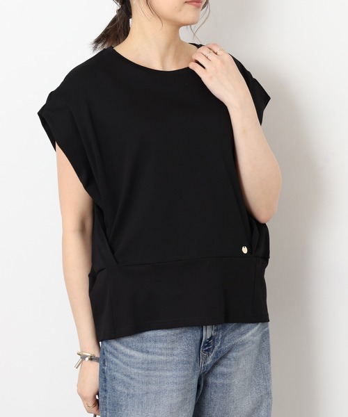 EGLANTINE（エグランティーヌ）の「EGLANTINE 裾切替デザイン 立体シルエット フレンチスリーブカットソー（Tシャツ/カットソー・レディース・オフホワイト・40）」の9枚目の写真