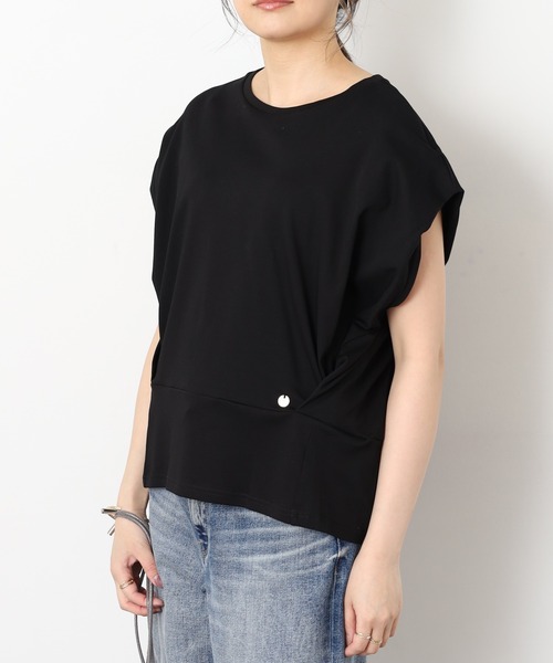 EGLANTINE（エグランティーヌ）の「EGLANTINE 裾切替デザイン 立体シルエット フレンチスリーブカットソー（Tシャツ/カットソー・レディース・オフホワイト・40）」の10枚目の写真