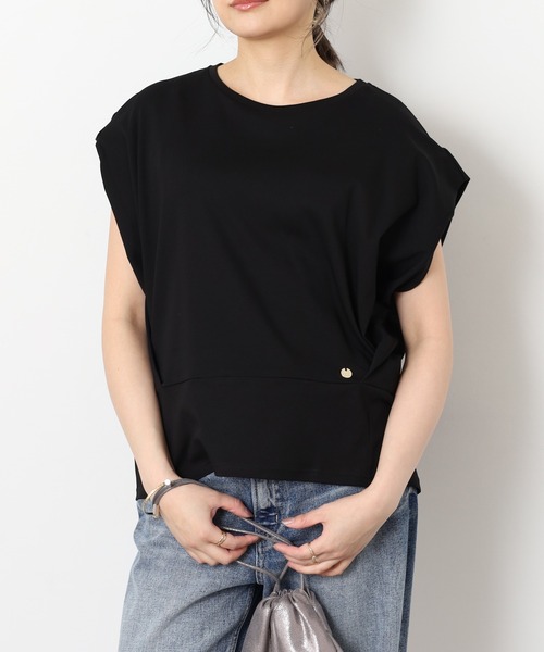 EGLANTINE（エグランティーヌ）の「EGLANTINE 裾切替デザイン 立体シルエット フレンチスリーブカットソー（Tシャツ/カットソー・レディース・オフホワイト・40）」の11枚目の写真