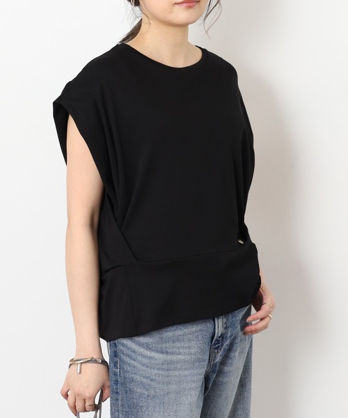 EGLANTINE（エグランティーヌ）の「EGLANTINE 裾切替デザイン 立体シルエット フレンチスリーブカットソー（Tシャツ/カットソー・レディース・オフホワイト・40）」の12枚目の写真