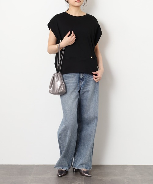 EGLANTINE（エグランティーヌ）の「EGLANTINE 裾切替デザイン 立体シルエット フレンチスリーブカットソー（Tシャツ/カットソー・レディース・オフホワイト・40）」の14枚目の写真
