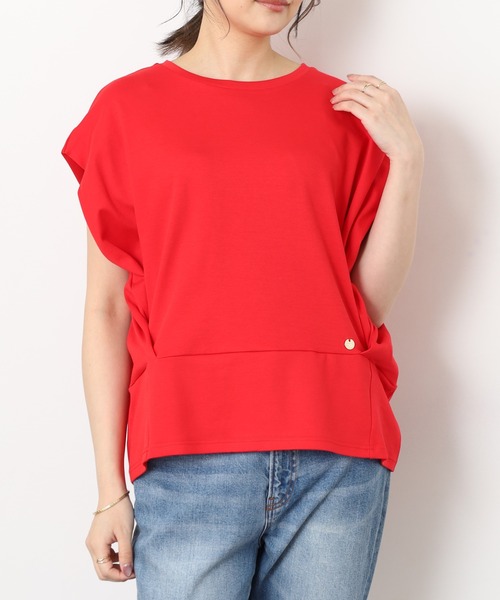 EGLANTINE（エグランティーヌ）の「EGLANTINE 裾切替デザイン 立体シルエット フレンチスリーブカットソー（Tシャツ/カットソー・レディース・オフホワイト・40）」の22枚目の写真