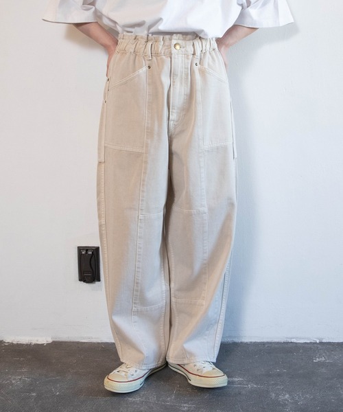URCH RNA(アーチ アールエヌエー)の「R4465 ブロックパンツ(デニムパンツ・レディース・オフホワイト/インディゴブルー/ライトインディゴブルー・FREE)」の2枚目の写真