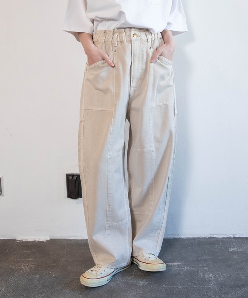 URCH RNA(アーチ アールエヌエー)の「R4465 ブロックパンツ(デニムパンツ・レディース・オフホワイト/インディゴブルー/ライトインディゴブルー・FREE)」の12枚目の写真